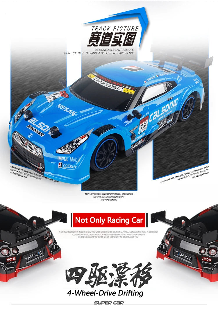 40KM/H High Speed 2.4G 4WD Drifting RC Car Double Tire Anti-Crash RC Stunt Car With Cool Light RC Racing Car Toy For Kid BoyGift