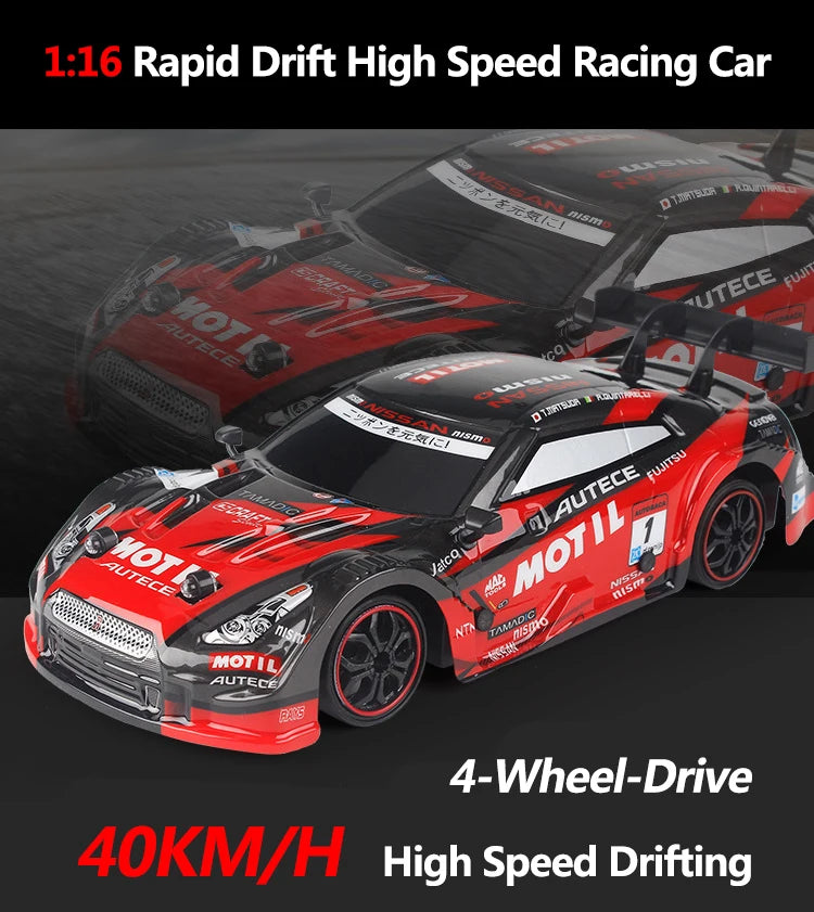 40KM/H High Speed 2.4G 4WD Drifting RC Car Double Tire Anti-Crash RC Stunt Car With Cool Light RC Racing Car Toy For Kid BoyGift