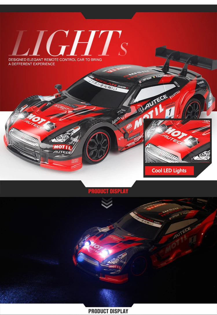 40KM/H High Speed 2.4G 4WD Drifting RC Car Double Tire Anti-Crash RC Stunt Car With Cool Light RC Racing Car Toy For Kid BoyGift