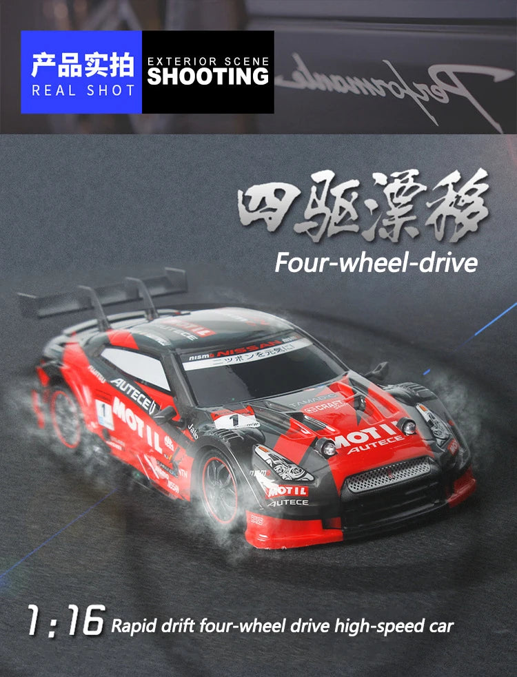 40KM/H High Speed 2.4G 4WD Drifting RC Car Double Tire Anti-Crash RC Stunt Car With Cool Light RC Racing Car Toy For Kid BoyGift