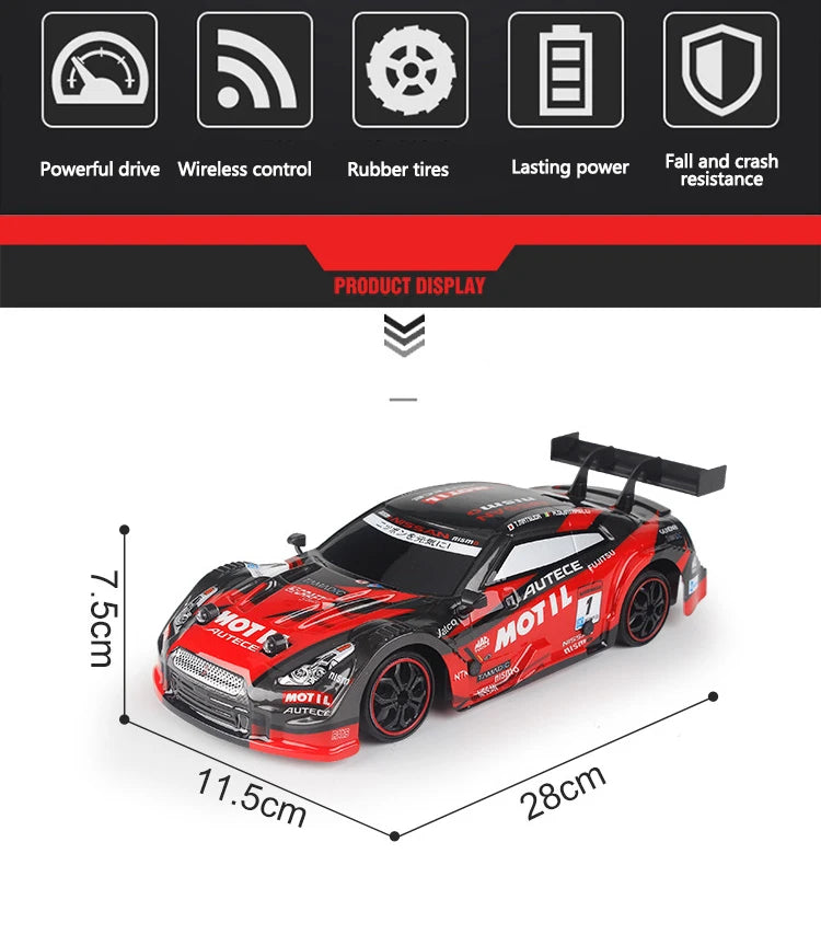 40KM/H High Speed 2.4G 4WD Drifting RC Car Double Tire Anti-Crash RC Stunt Car With Cool Light RC Racing Car Toy For Kid BoyGift