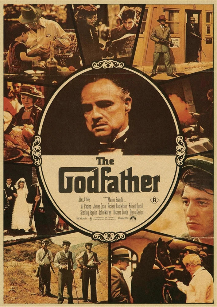 The Godfather classic gangster movie poster old video room decorative painting The Godfather Marlon Brando