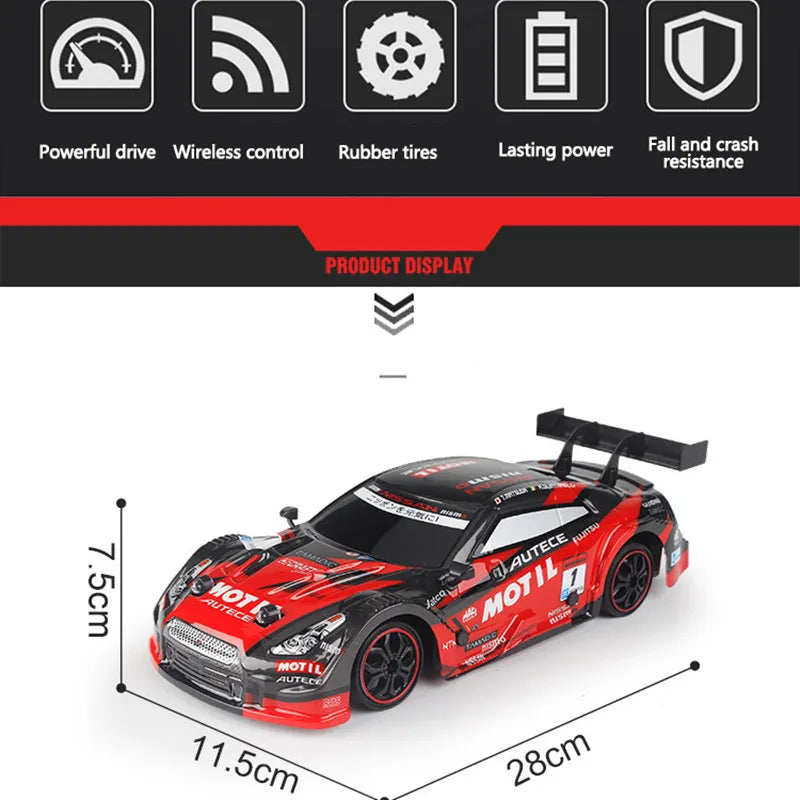 40KM/H High Speed 2.4G 4WD Drifting RC Car Double Tire Anti-Crash RC Stunt Car With Cool Light RC Racing Car Toy For Kid BoyGift