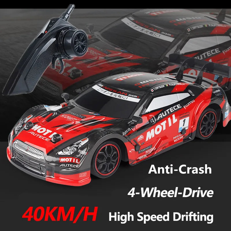 40KM/H High Speed 2.4G 4WD Drifting RC Car Double Tire Anti-Crash RC Stunt Car With Cool Light RC Racing Car Toy For Kid BoyGift