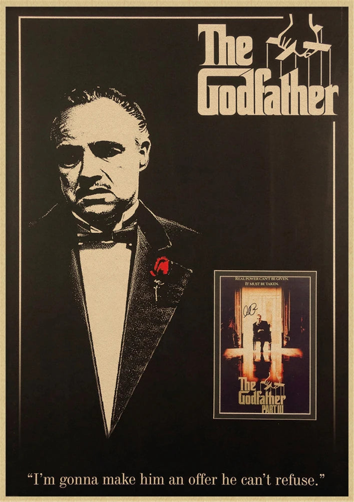 The Godfather classic gangster movie poster old video room decorative painting The Godfather Marlon Brando