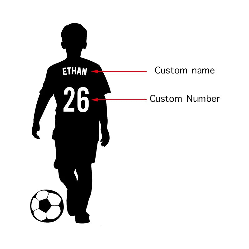 Custom Name and Number Soccer Player Wall Decal Home Decor for Boys Room Sport Football Vinyl Stickers Personalized Mural G001