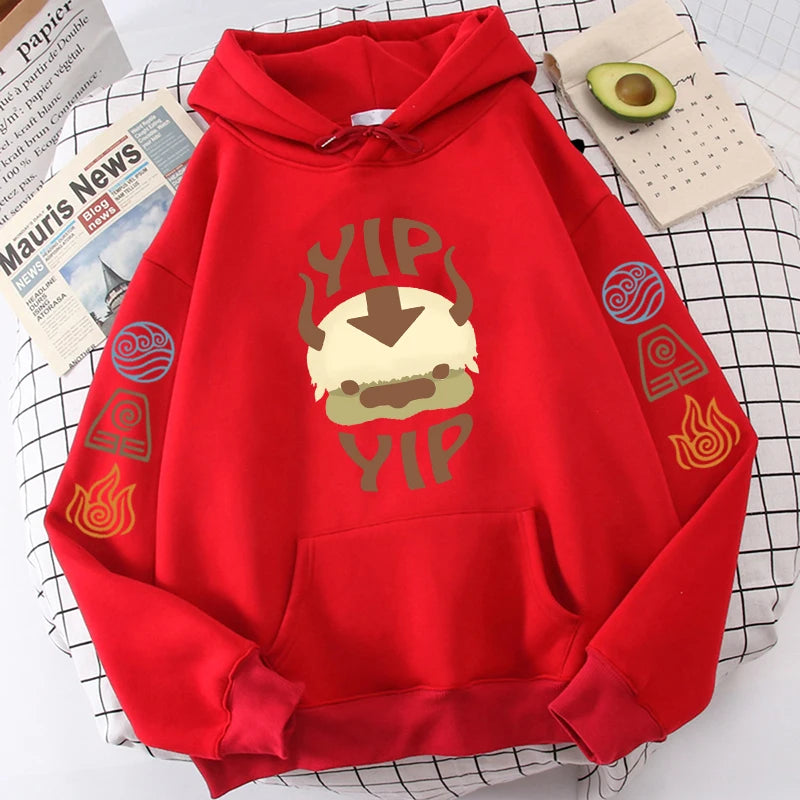 Avatar The Last Airbender Hoodie Men Women Appa YIP Letter Print Long Sleeve 2022 Spring Autumn Black Anime Top Sweatshirt Loose