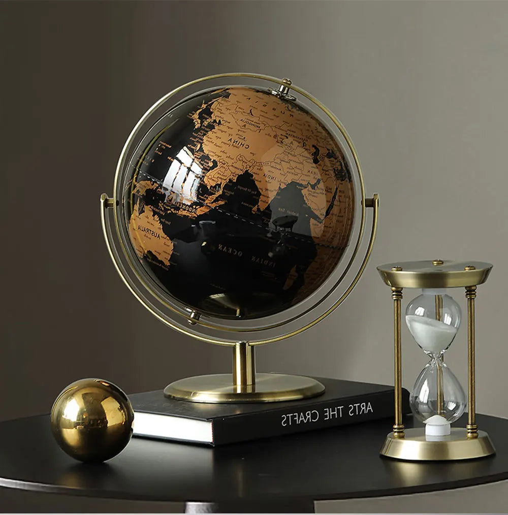 Desktop World Globe Retro Home Decor Accessories Globe Earth 20CM Light Luxury Globe Ornaments World Map Geography Office