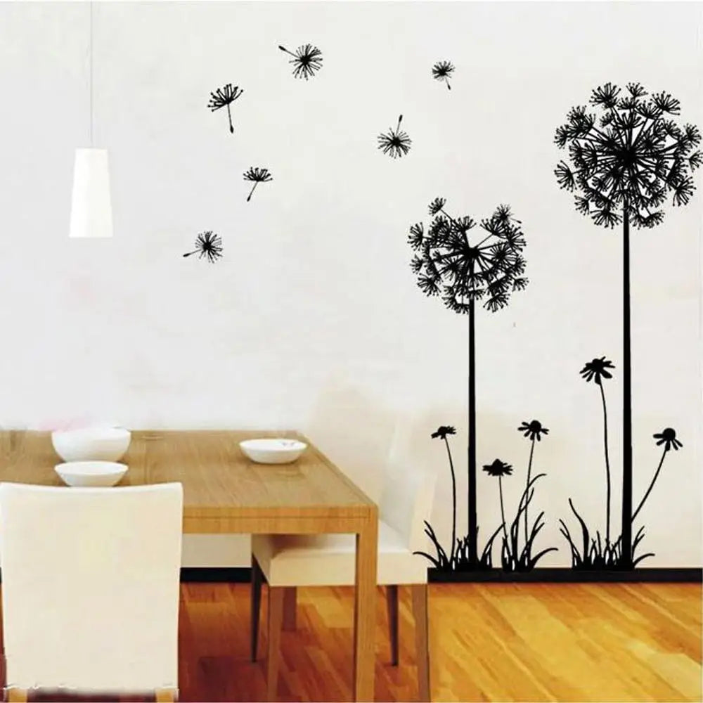 Hot Black Dandelion Sitting Room Bedroom Wall Stickers Household Adornment Decor. Decals Mural Art Poster On The Wall