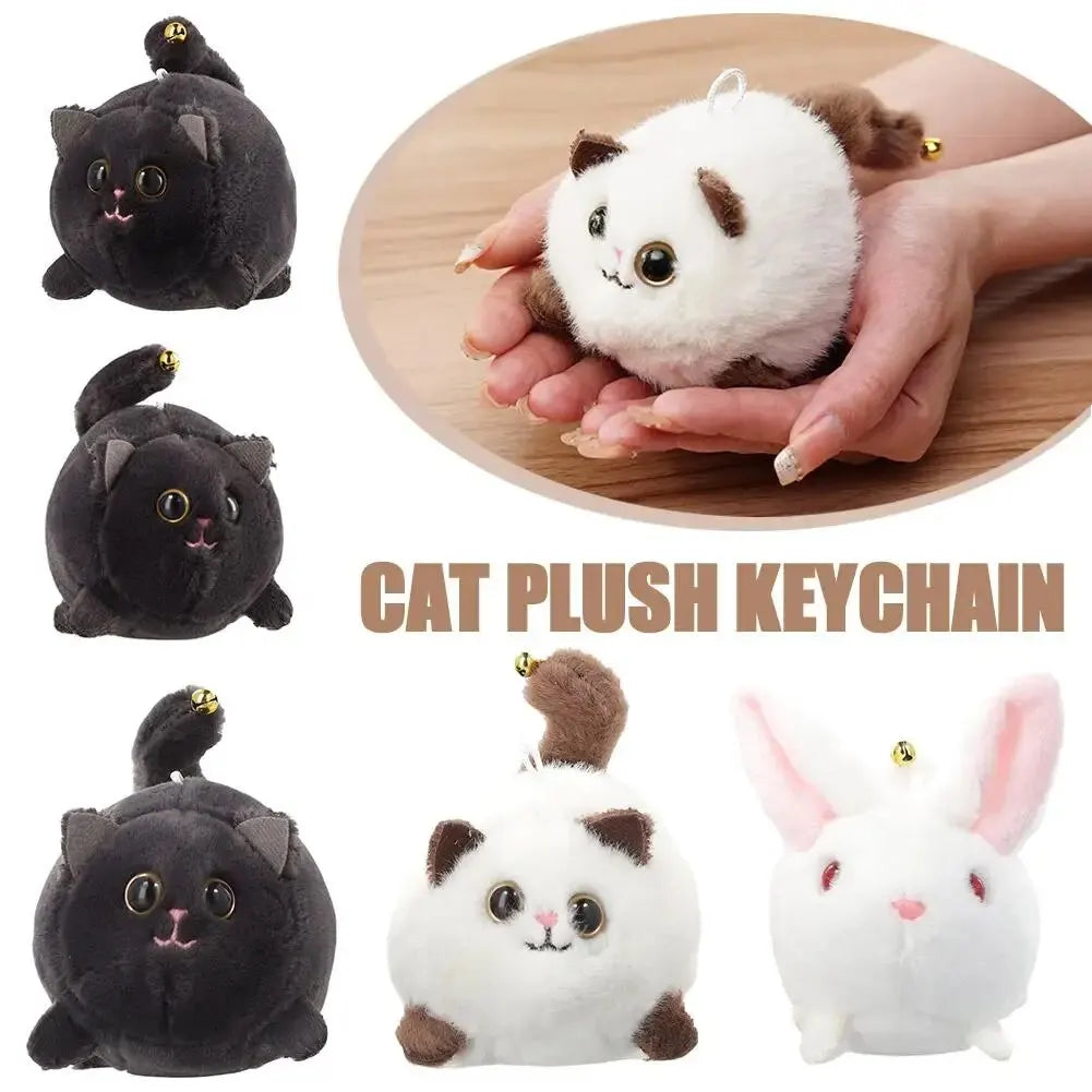 Wagging Tail Cute Cat Toy Plush Doll Key Rings Door And Bag Pendant Cartoon Animal Cat Fashion Girls Keychain Chains Women Gift