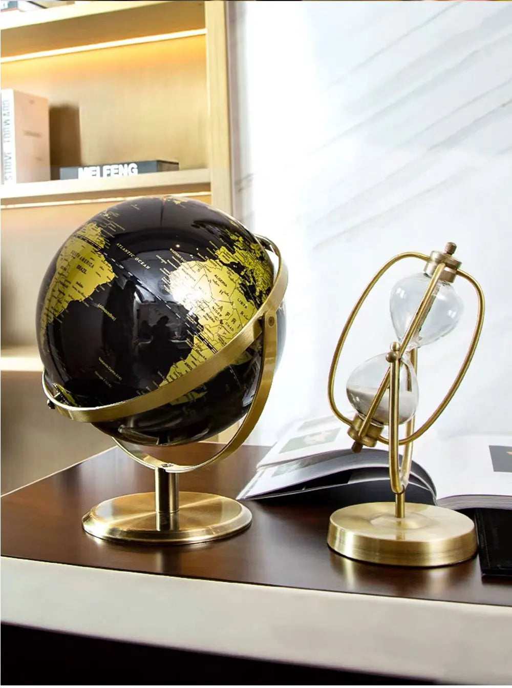 Desktop World Globe Retro Home Decor Accessories Globe Earth 20CM Light Luxury Globe Ornaments World Map Geography Office