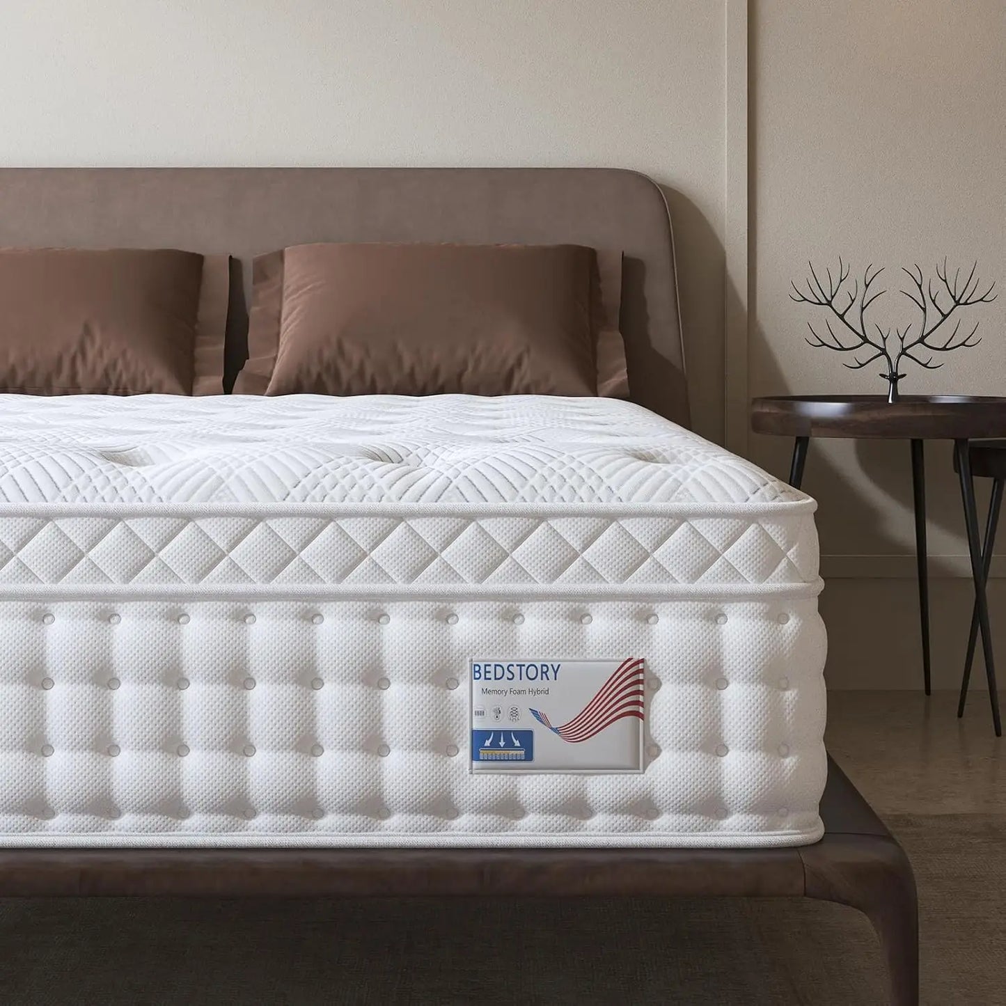 BedStory Queen Mattress 14 Inch, Deep Sleep Mattress Extra Lumbar Support - Medium Firm Mattress - Memory Foam Hybrid  E