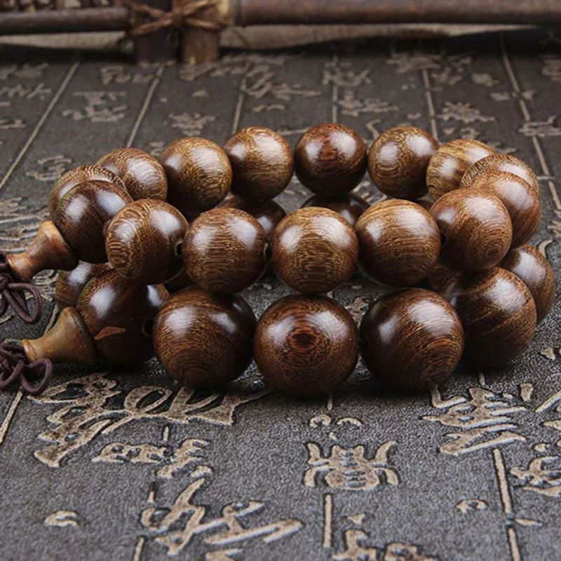 Natural gold silver sandalwood with material 15mm beams for men and women's hand string sandalwood beams bracelet