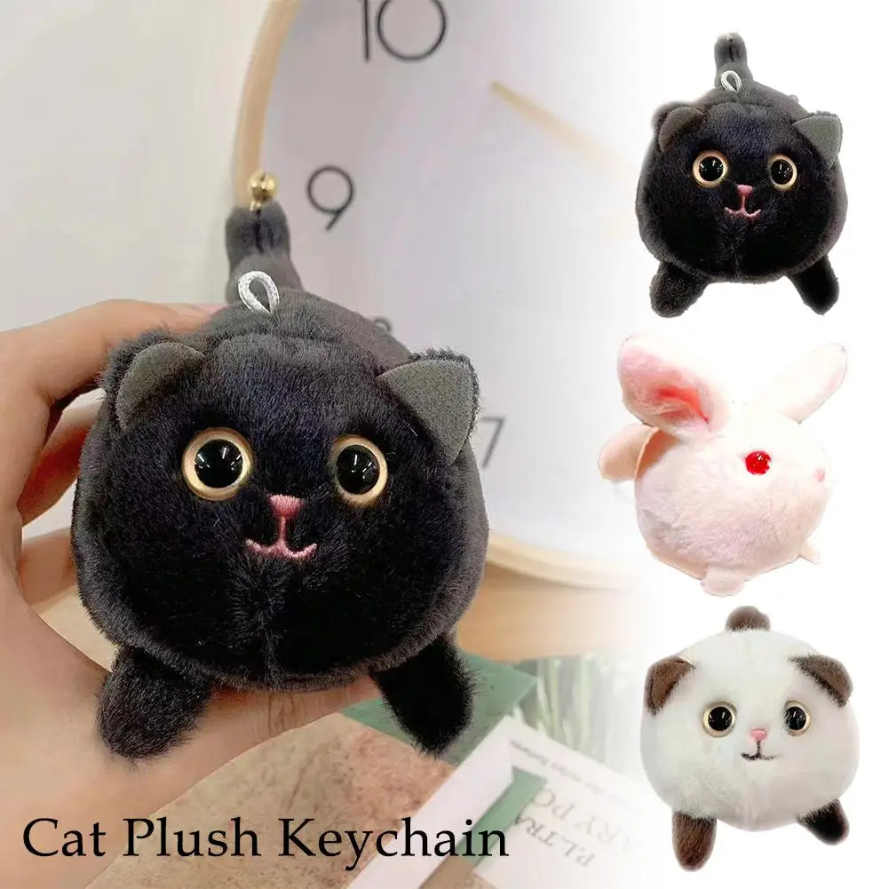 Wagging Tail Cute Cat Toy Plush Doll Key Rings Door And Bag Pendant Cartoon Animal Cat Fashion Girls Keychain Chains Women Gift