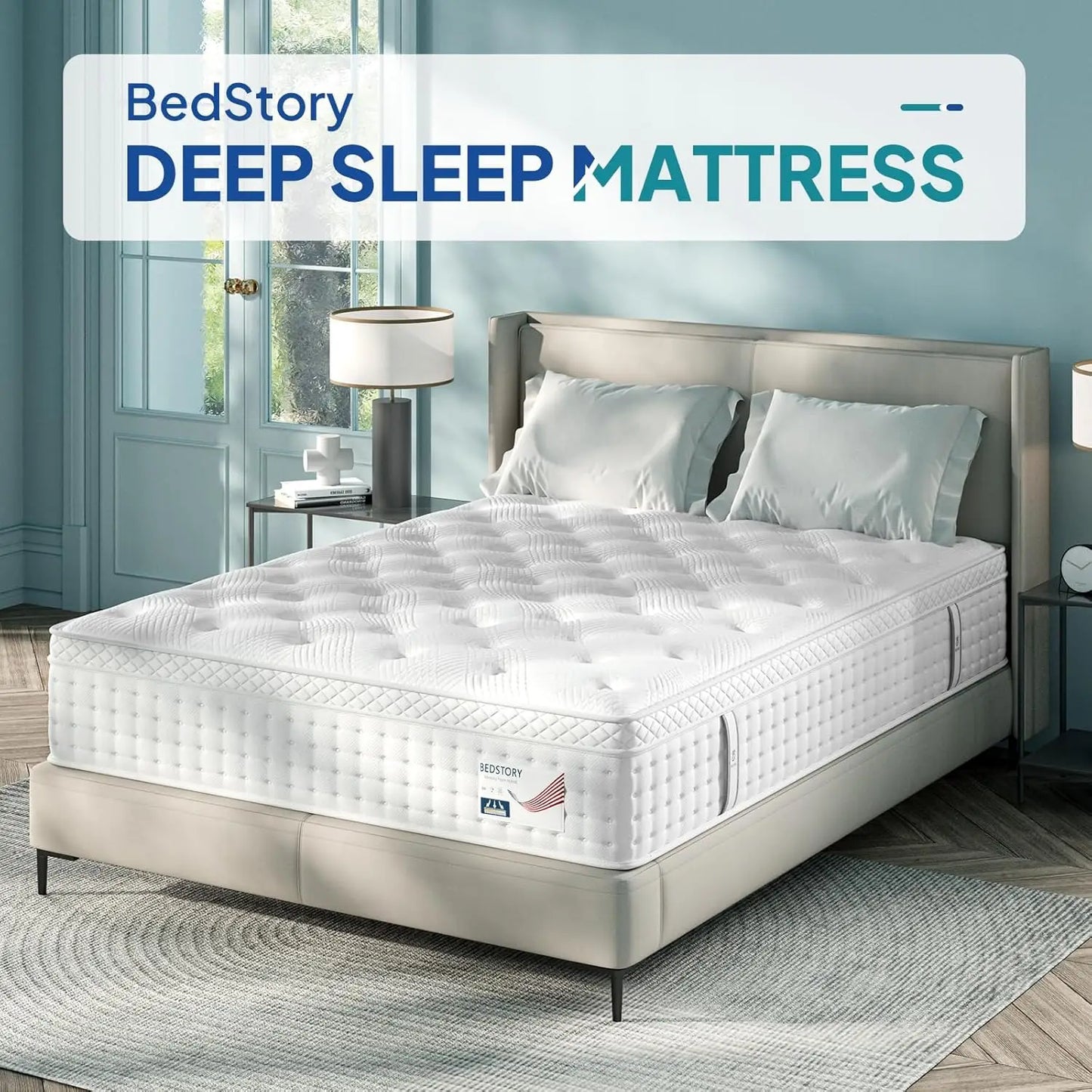 BedStory Queen Mattress 14 Inch, Deep Sleep Mattress Extra Lumbar Support - Medium Firm Mattress - Memory Foam Hybrid  E