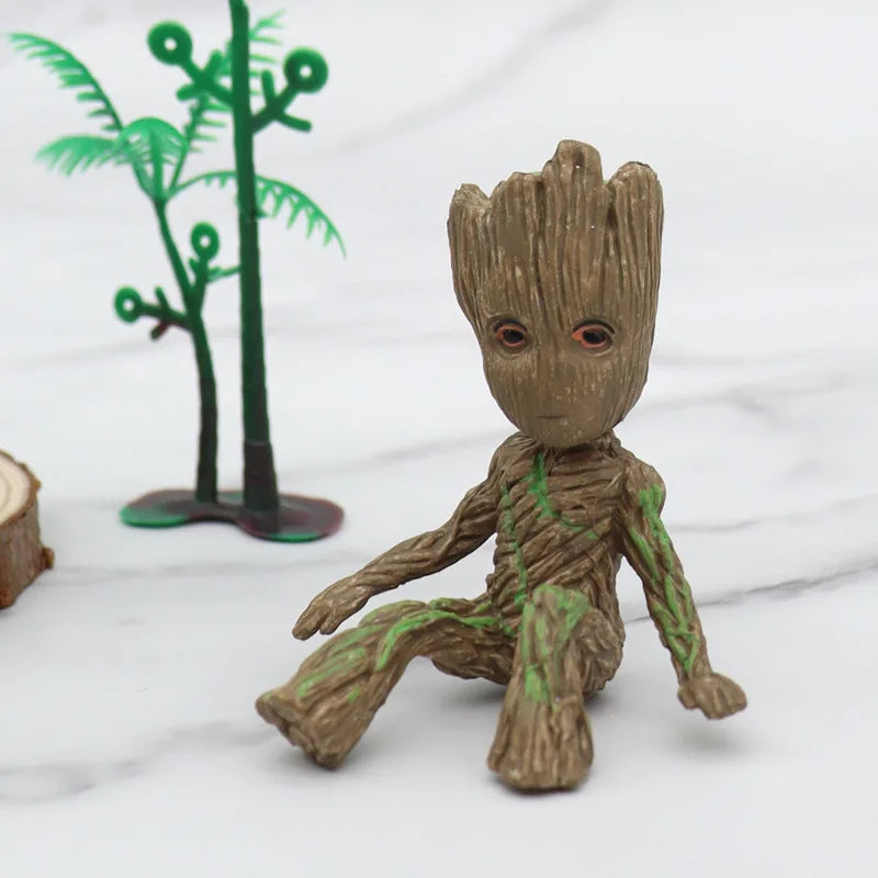 New 4style Tree Man Groot Guardians of The Galaxy Marvel Avengers Anime Mini Toys Action Figure Sitting Groot kids Toys Gifts