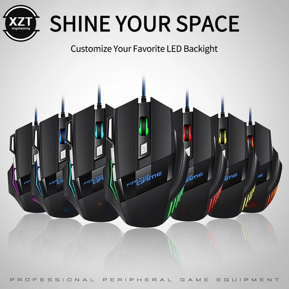 Professional 5500 DPI Gaming Mouse 7 Buttons LED Optical USB Wired Mice for Pro Gamer High Quality