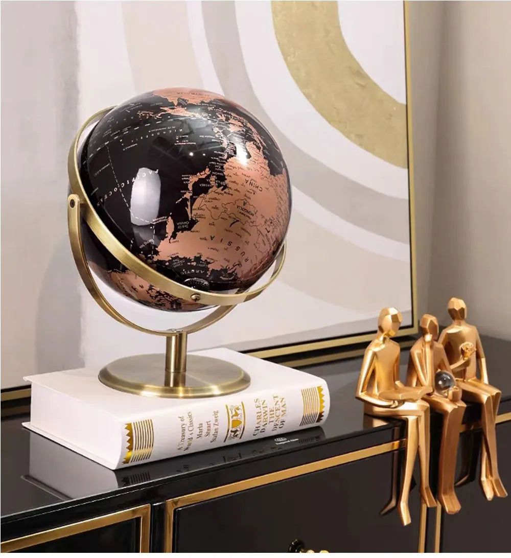 Desktop World Globe Retro Home Decor Accessories Globe Earth 20CM Light Luxury Globe Ornaments World Map Geography Office