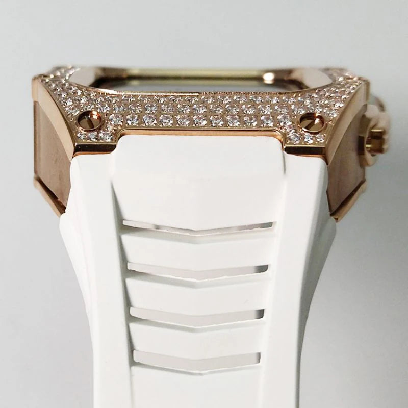 Exquisite workmanship Zircon encrusted platinum or rose gold plated watch case is available for customization