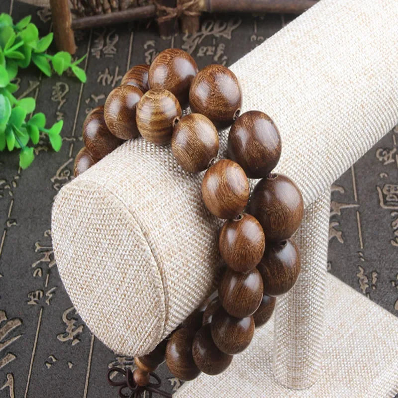 Natural gold silver sandalwood with material 15mm beams for men and women's hand string sandalwood beams bracelet