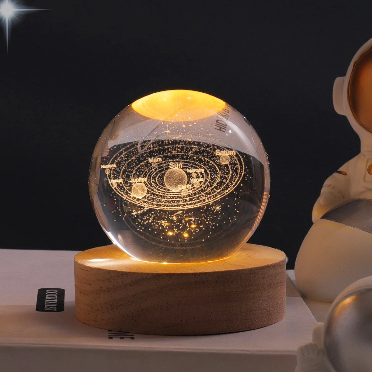 Crystal Ball LED Night Light Galaxy 3D Planet Moon Lamp Bedroom Home Decor for Kids Party Children Birthday Christmas Gifts