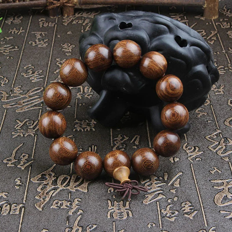 Natural gold silver sandalwood with material 15mm beams for men and women's hand string sandalwood beams bracelet