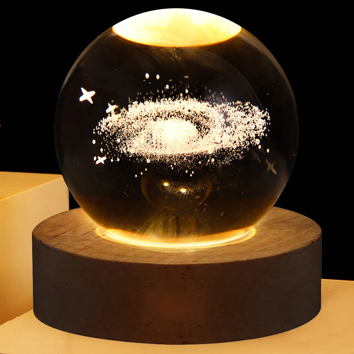 Crystal Ball LED Night Light Galaxy 3D Planet Moon Lamp Bedroom Home Decor for Kids Party Children Birthday Christmas Gifts