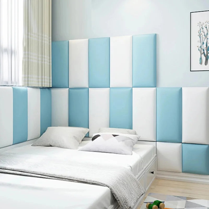 Bed Headboard 3D Wall Stickers Self-adhesive Head Board Wall Panels Wallpaper Tatami Anti-collision Wall Mat Pad Foam Cushion