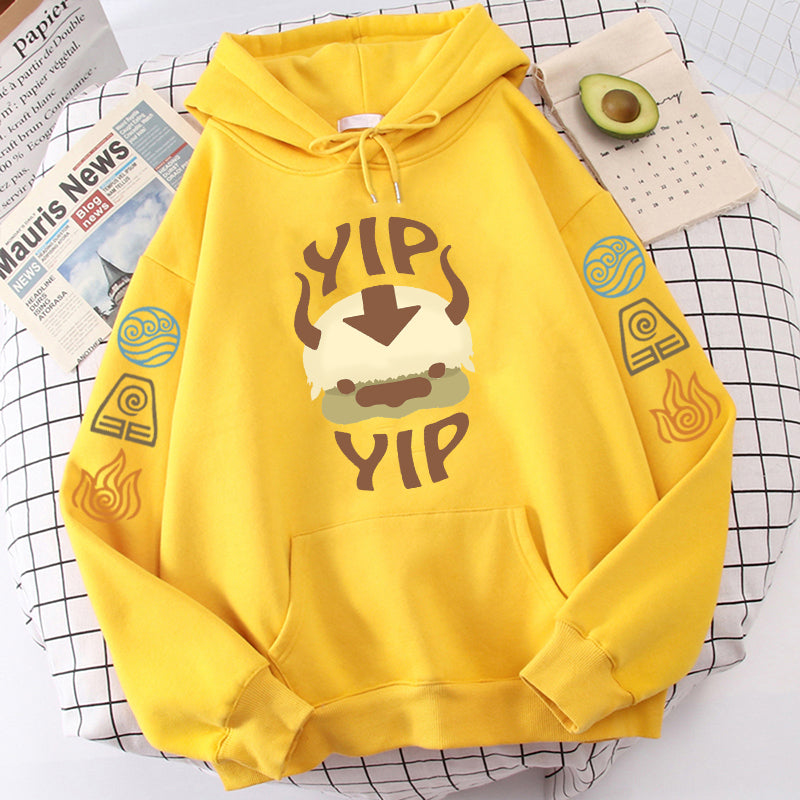 Avatar The Last Airbender Hoodie Men Women Appa YIP Letter Print Long Sleeve 2022 Spring Autumn Black Anime Top Sweatshirt Loose