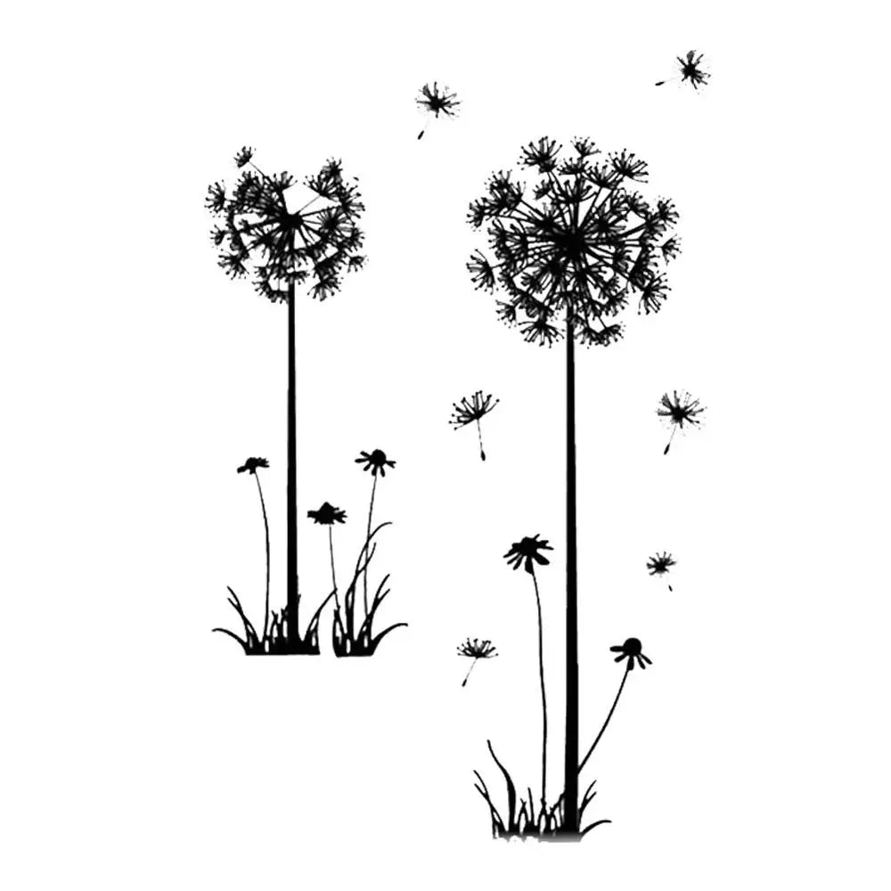 Hot Black Dandelion Sitting Room Bedroom Wall Stickers Household Adornment Decor. Decals Mural Art Poster On The Wall