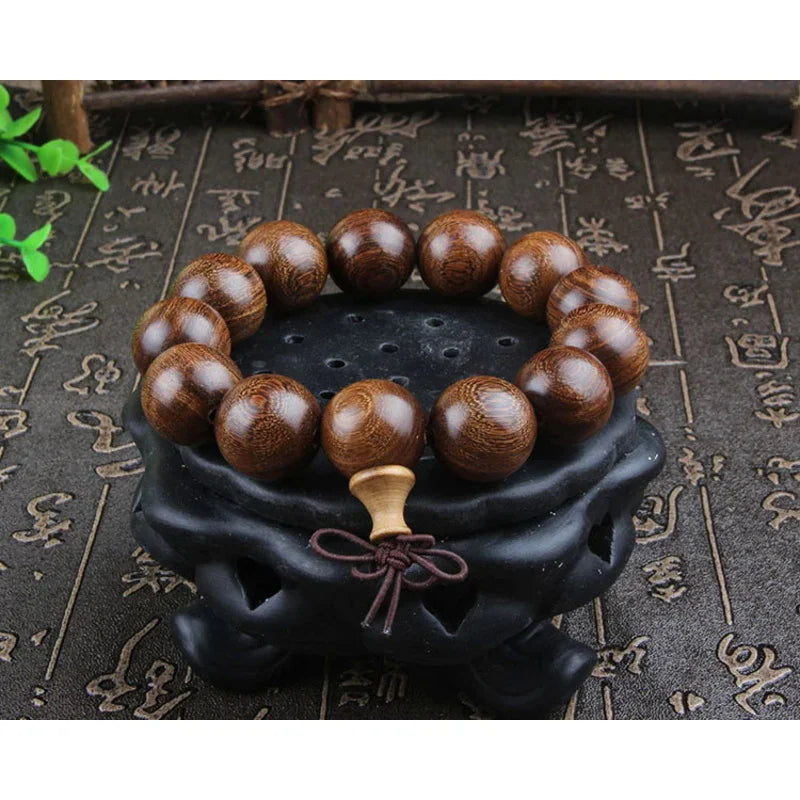 Natural gold silver sandalwood with material 15mm beams for men and women's hand string sandalwood beams bracelet