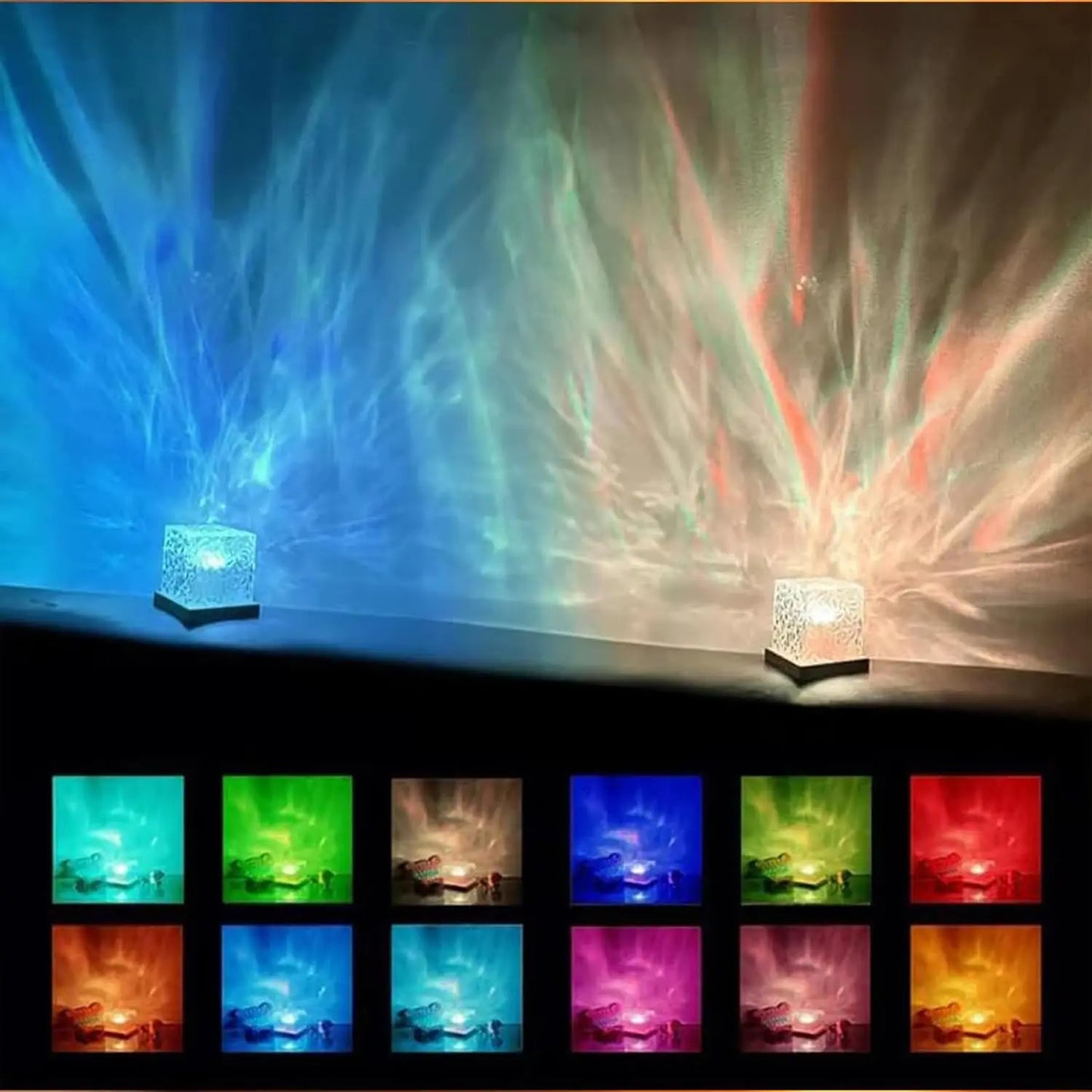 Ocean Wave Projector Light 16 Colors Midnight Aura Aurora Glow Lamp  Office  Restaurant Underwater Projector Night Light