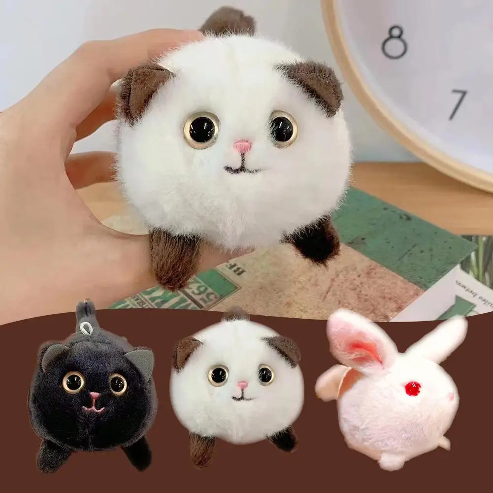 Wagging Tail Cute Cat Toy Plush Doll Key Rings Door And Bag Pendant Cartoon Animal Cat Fashion Girls Keychain Chains Women Gift