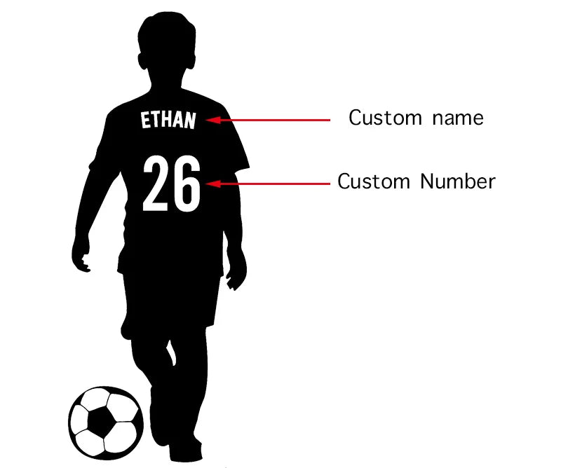 Custom Name and Number Soccer Player Wall Decal Home Decor for Boys Room Sport Football Vinyl Stickers Personalized Mural G001