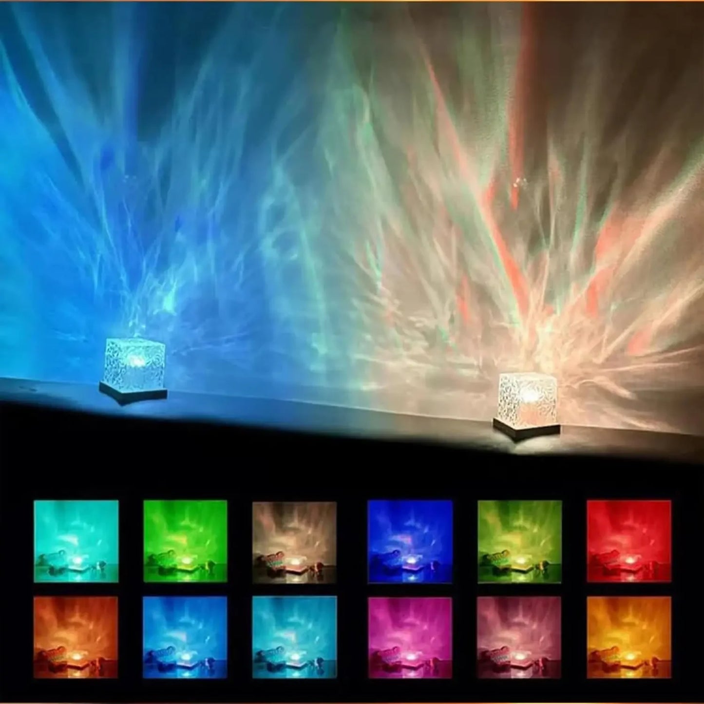 Ocean Wave Projector Light 16 Colors Midnight Aura Aurora Glow Lamp  Office  Restaurant Underwater Projector Night Light