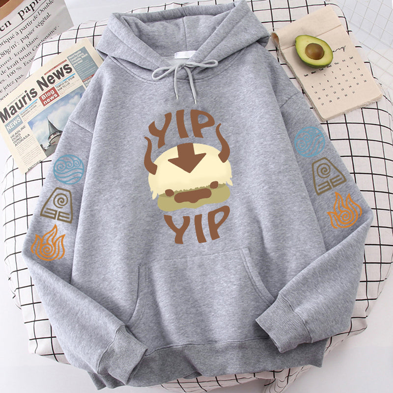 Avatar The Last Airbender Hoodie Men Women Appa YIP Letter Print Long Sleeve 2022 Spring Autumn Black Anime Top Sweatshirt Loose